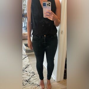 FRAME Le One Skinny Jeans Black High Rise Stretch One Size